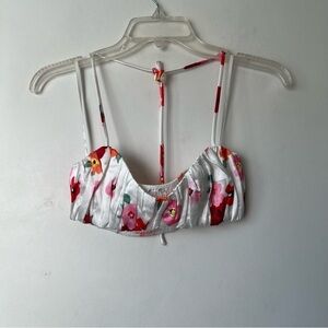 Princess Polly Stephanie White Floral Satin Crop Top + Skirt Set 0